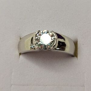 Moissanite Sterling Silver Bezel Set Ring